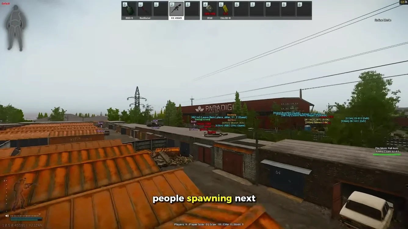 Spawn tracking ESP above Paradigm with player distance tags