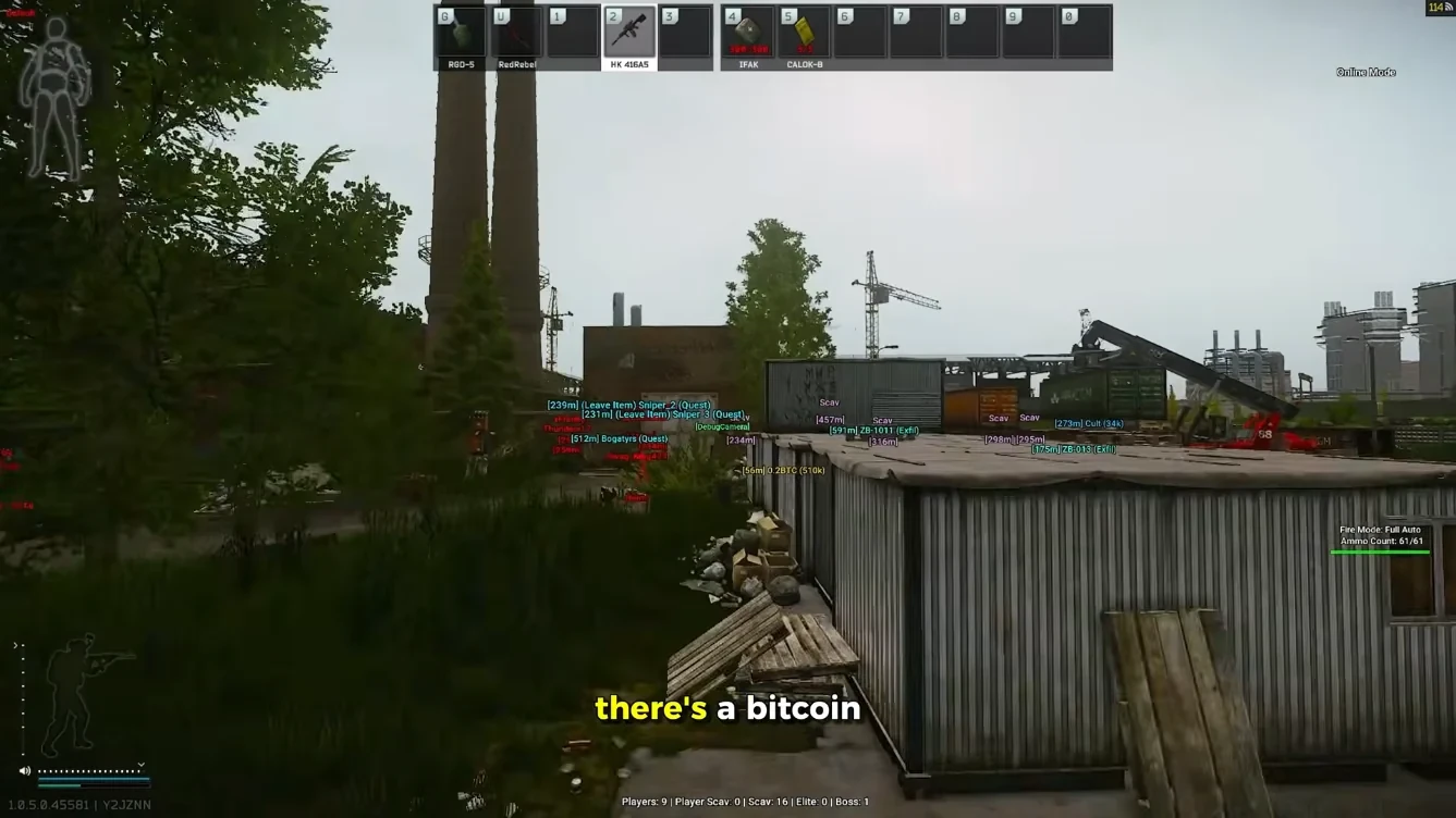 Bitcoin loot highlight with skeleton ESP at map edges
